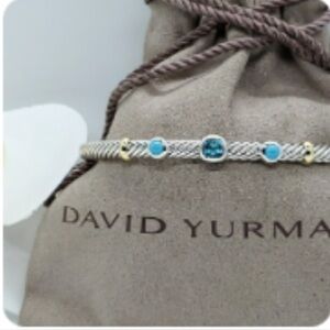 David Yurman Silver Bracelet with Blue and Gold Accents